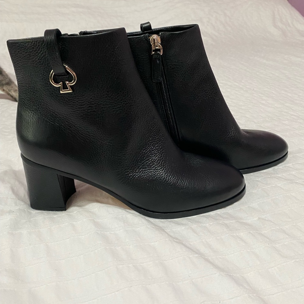 Kate Spade Black Ankle Booties with Gold Accent